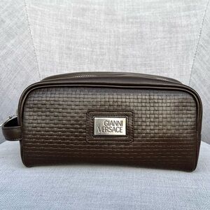 Gianni Versace Unisex Cosmetic Case Toiletry Bag Brown
